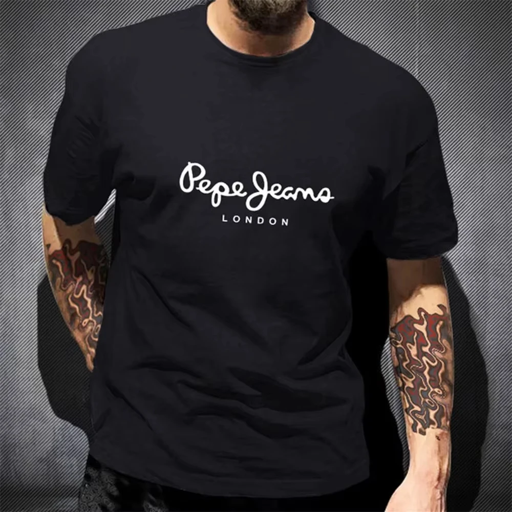 Męski t-shirt z krótkim rękawem 100% bawełna w stylu streetwear Czarny