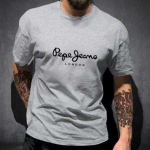 Męski t-shirt z krótkim rękawem 100% bawełna w stylu streetwear Szary