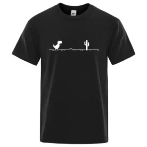 Męski t-shirt bawełniany z nadrukiem dinozaura Czarny