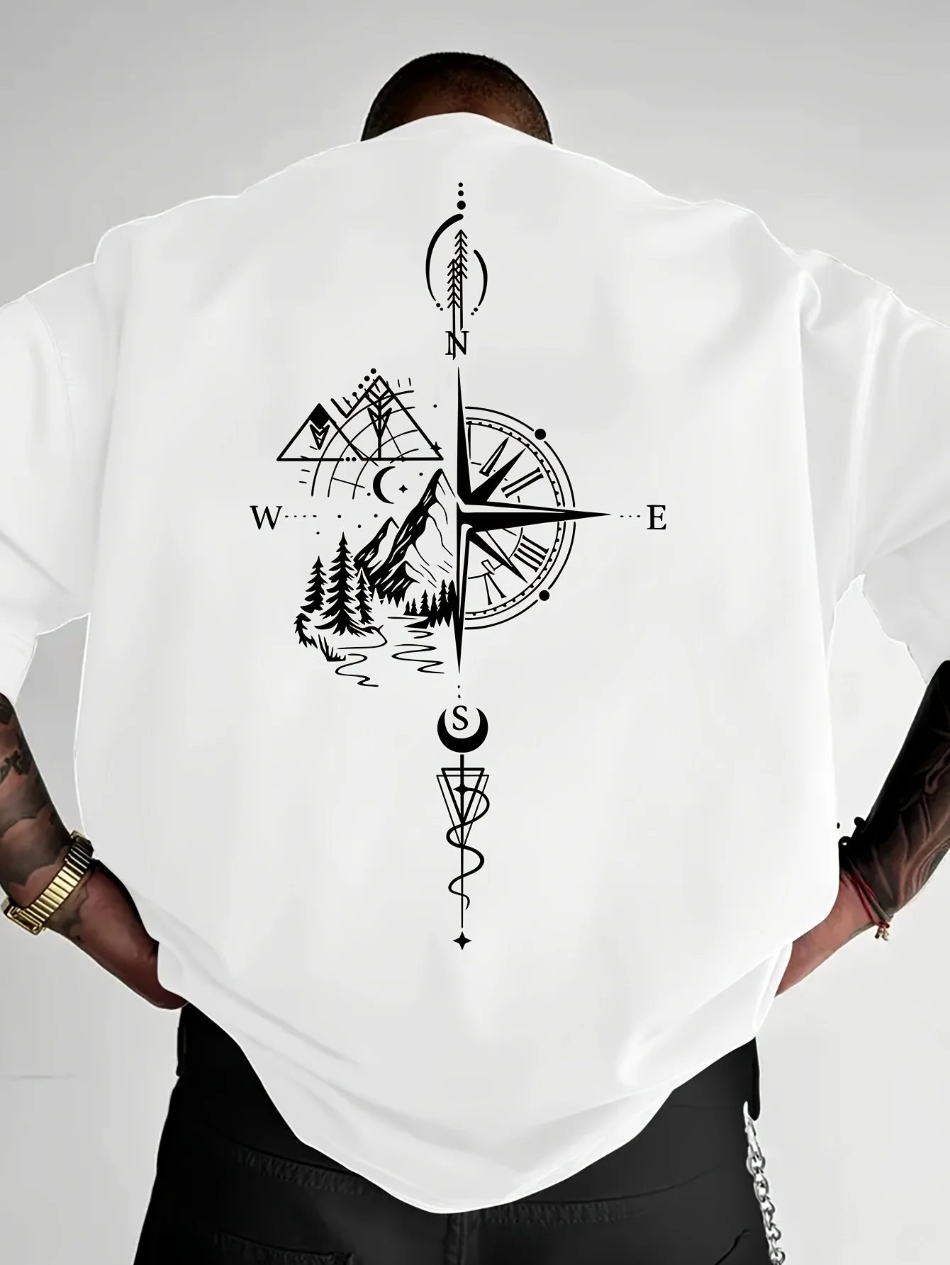 Męski T-shirt z geometrycznym wzorem, bawełniany 1