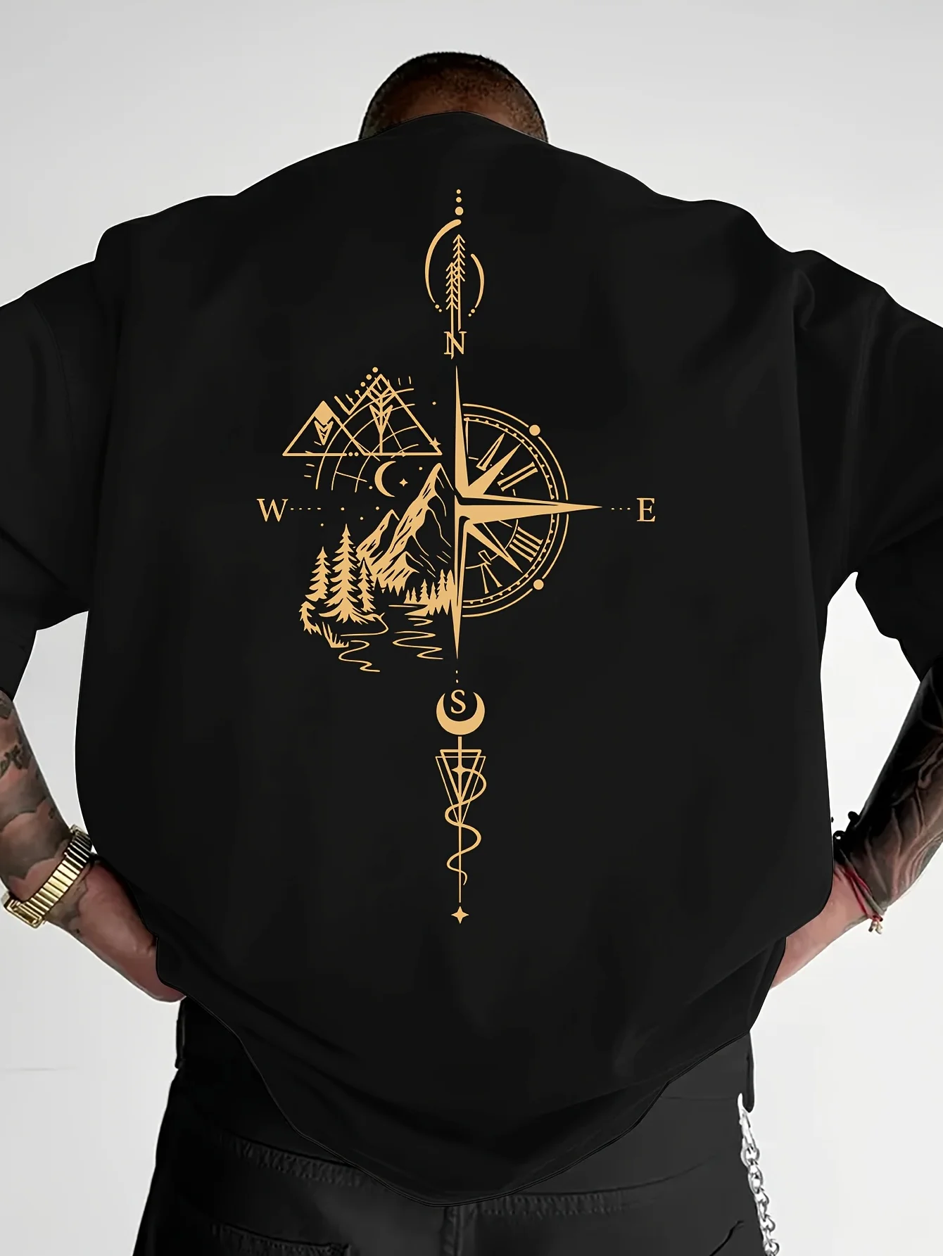 Męski T-shirt z geometrycznym wzorem, bawełniany 2