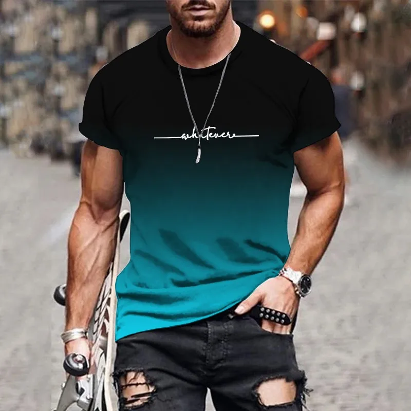 Męski t-shirt z gradientowym nadrukiem i okrągłym dekoltem Dxh92kfw