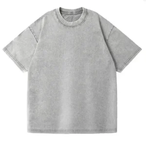 Męski t-shirt z grubej bawełny 350 g, sprany styl vintage Jak na zdjęciu
