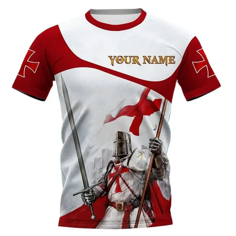 Męski t-shirt oversize z nadrukiem 3D rycerze templariusze Zsy23081806