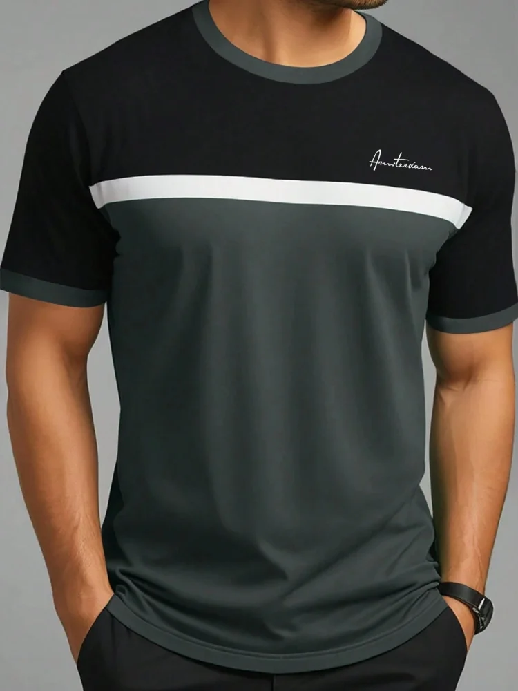 Męski t-shirt oversize z nadrukiem na lato L
