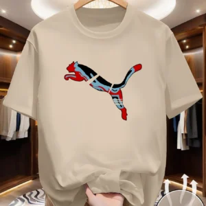 Męski t-shirt siatkowy szybkoschnący z nadrukiem Morelowy