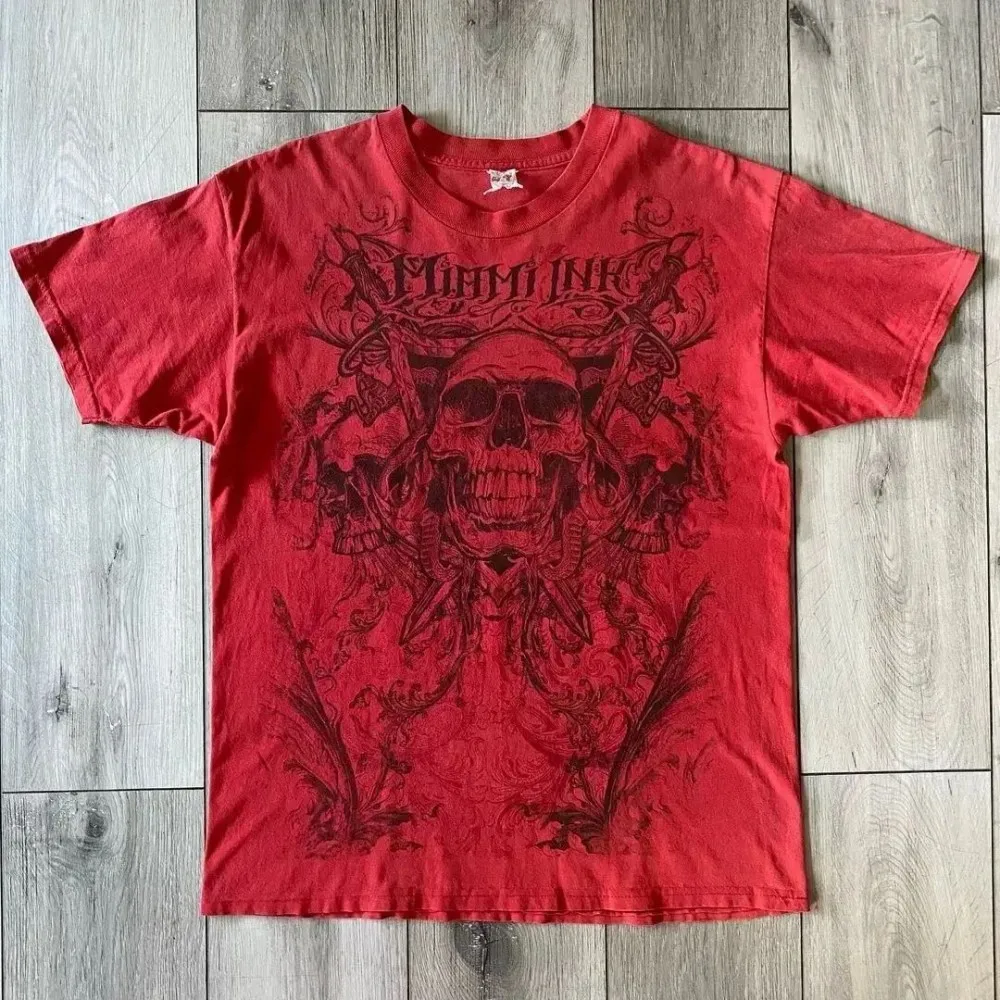 Męski t-shirt Y2K z nadrukiem retro, oddychający na lato Dtket39x33fa