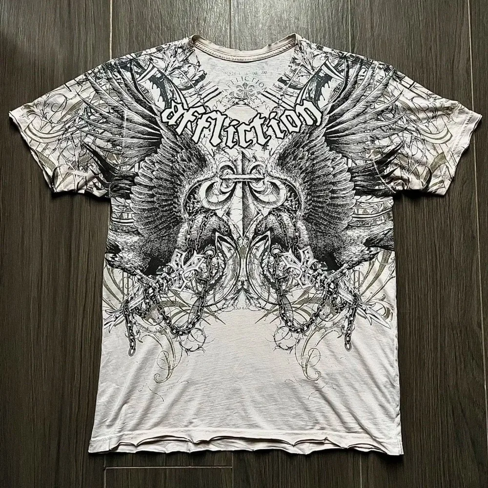 Męski t-shirt Y2K z nadrukiem retro, oddychający na lato Dtket39x3yts
