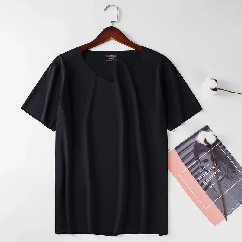 Męski t-shirt z dekoltem V z chłodzącej dzianiny Czarny