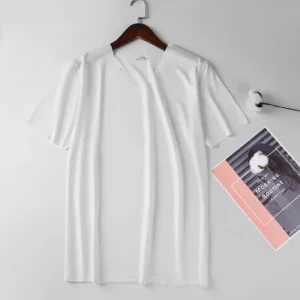 Męski t-shirt z dekoltem V z chłodzącej dzianiny Biały