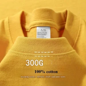Męski t-shirt z grubej bawełny 300 g, koszulka oversize Żółty
