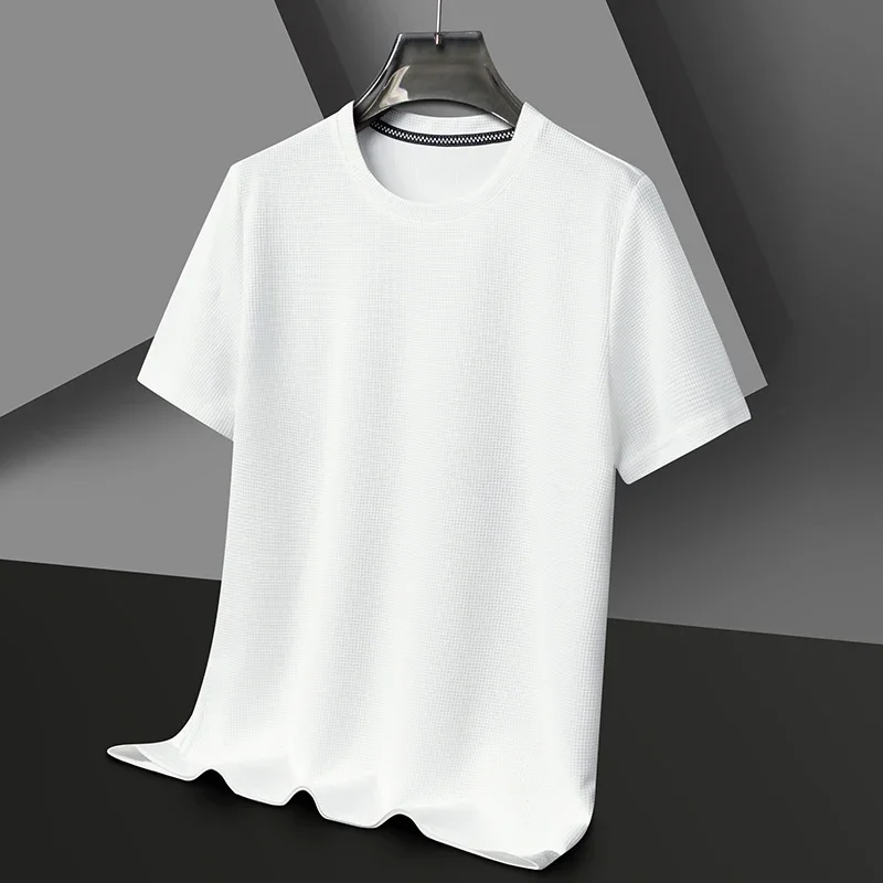 Męski t-shirt z krótkim rękawem i okrągłym dekoltem Biały