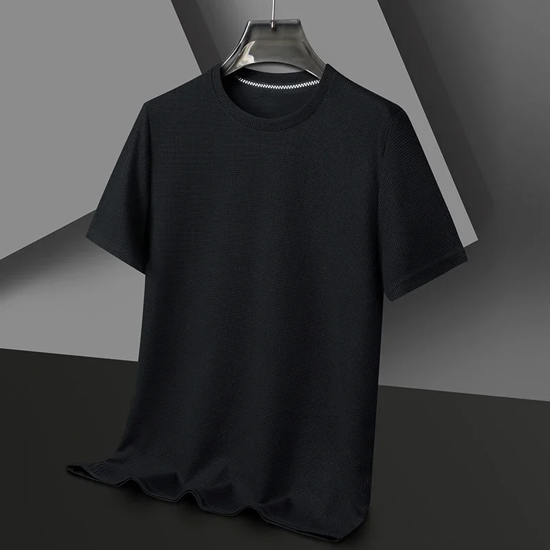 Męski t-shirt z krótkim rękawem i okrągłym dekoltem Czarny