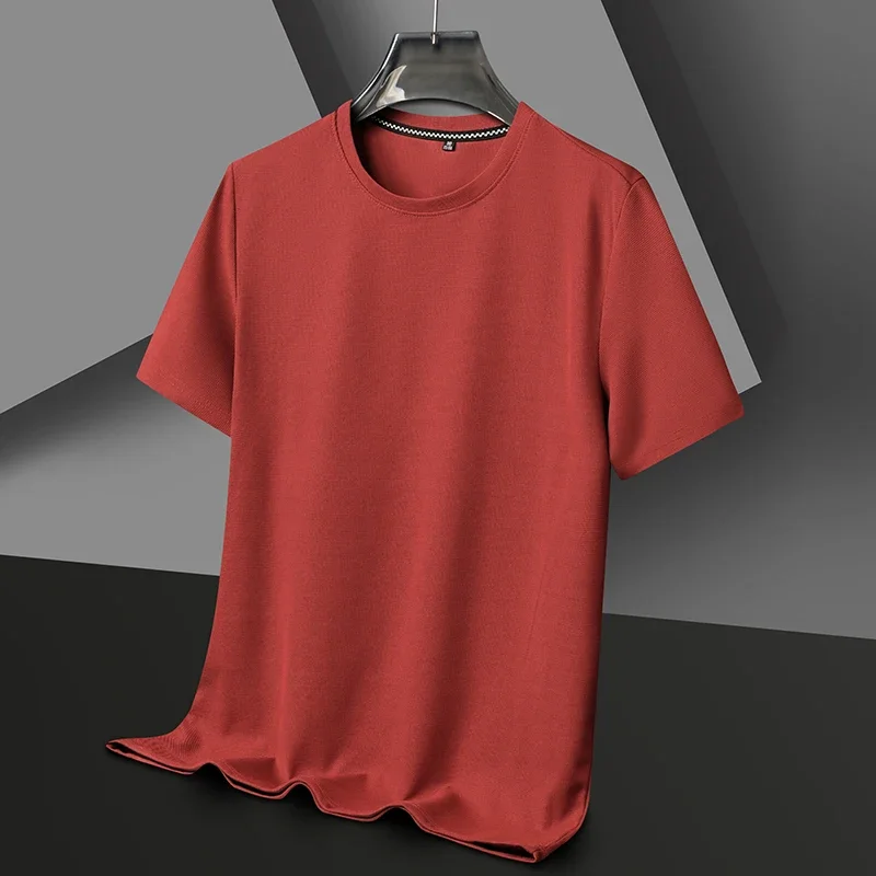 Męski t-shirt z krótkim rękawem i okrągłym dekoltem Czerwony