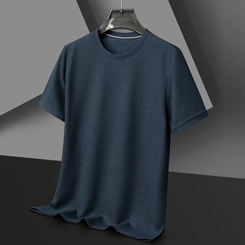 Męski t-shirt z krótkim rękawem i okrągłym dekoltem Granatowy