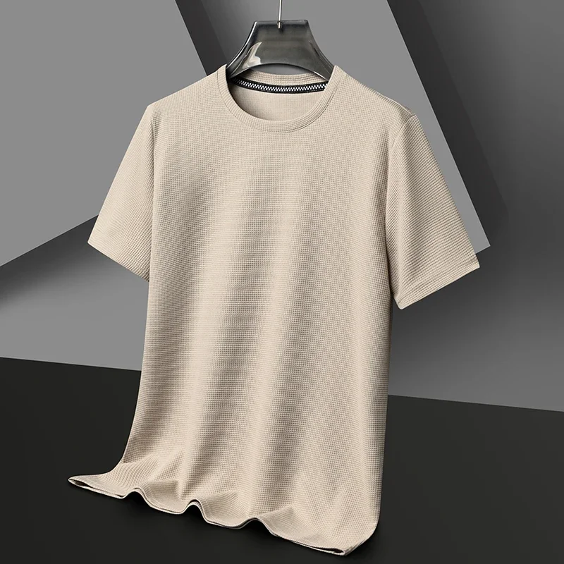 Męski t-shirt z krótkim rękawem i okrągłym dekoltem Khaki