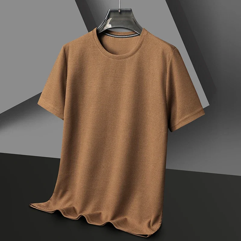 Męski t-shirt z krótkim rękawem i okrągłym dekoltem żółty