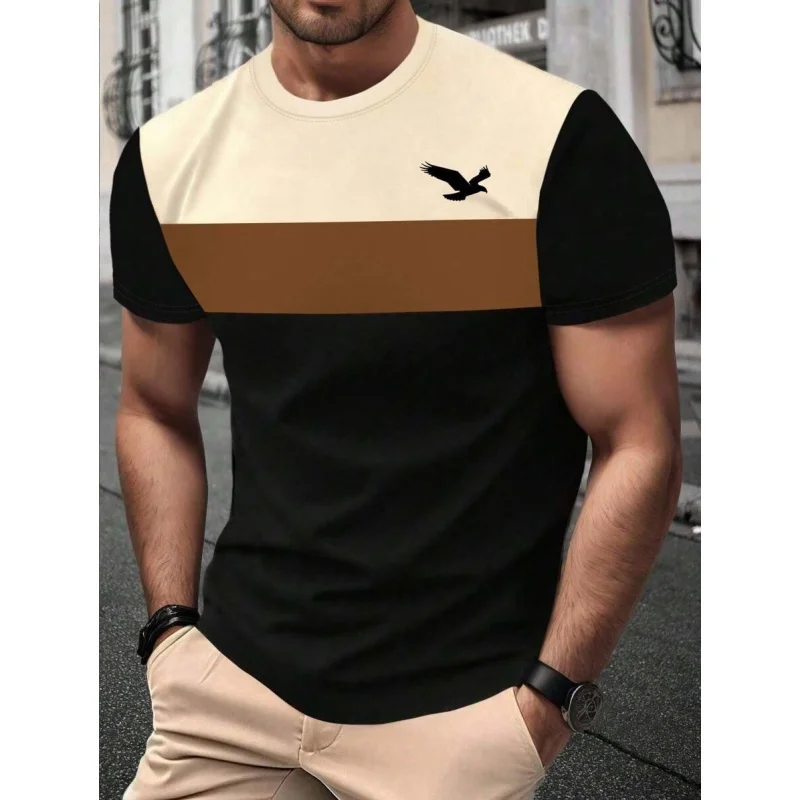 Męski T-shirt z nadrukiem 3D w kolorowe geometryczne paski Tshirt ysy48558