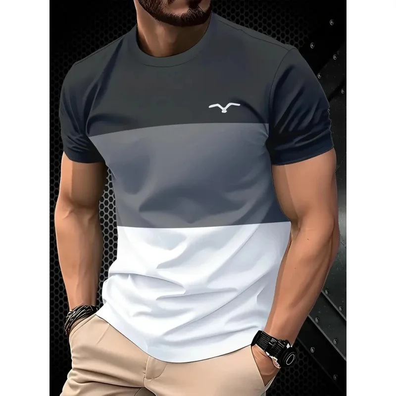 Męski T-shirt z nadrukiem 3D w kolorowe geometryczne paski Tshirt ysy48560