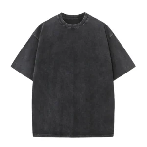 Męski t-shirt oversize z grubej bawełny vintage washed Czarny