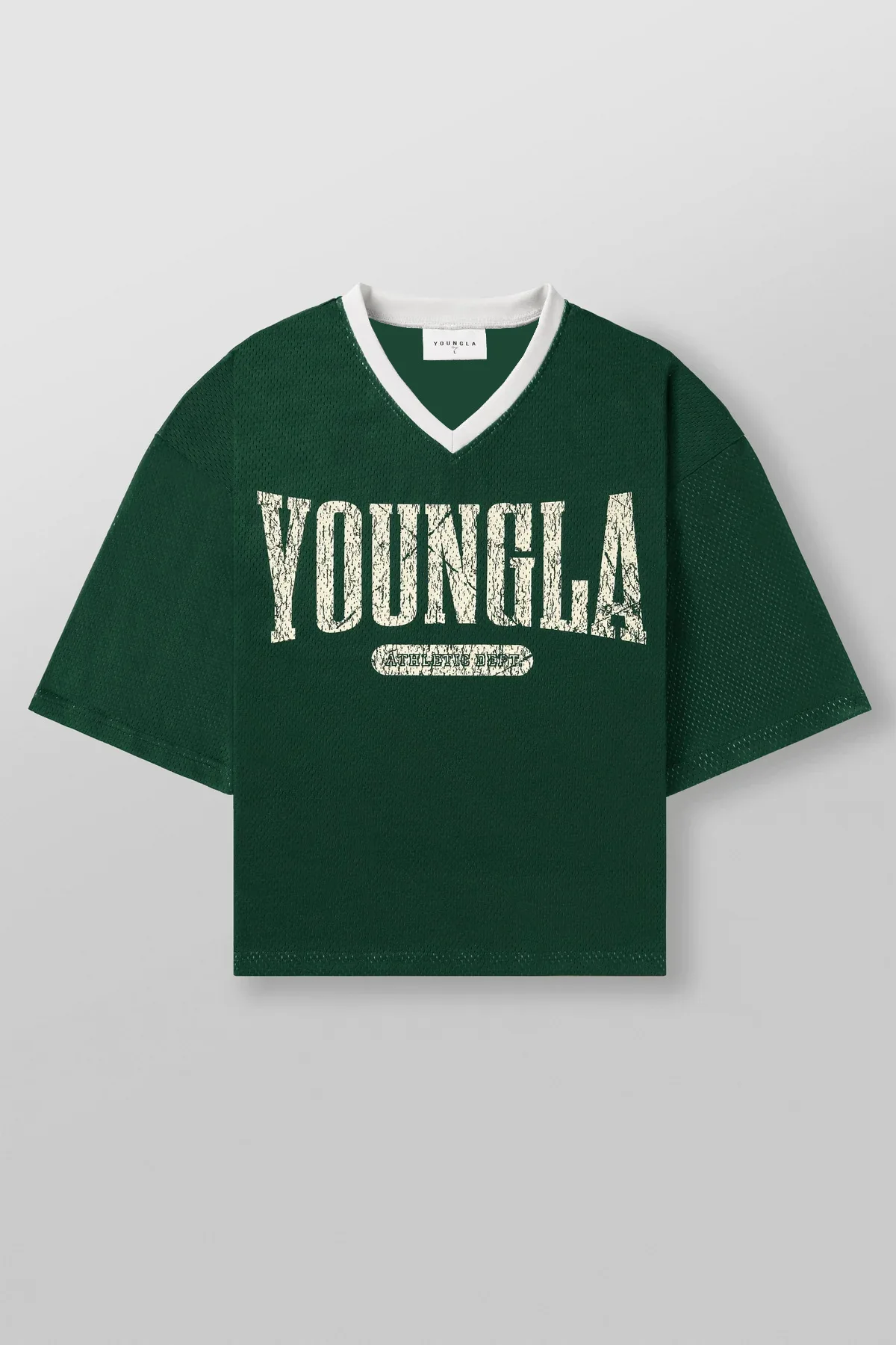 Męski t-shirt sportowy z dekoltem w serek Zielony