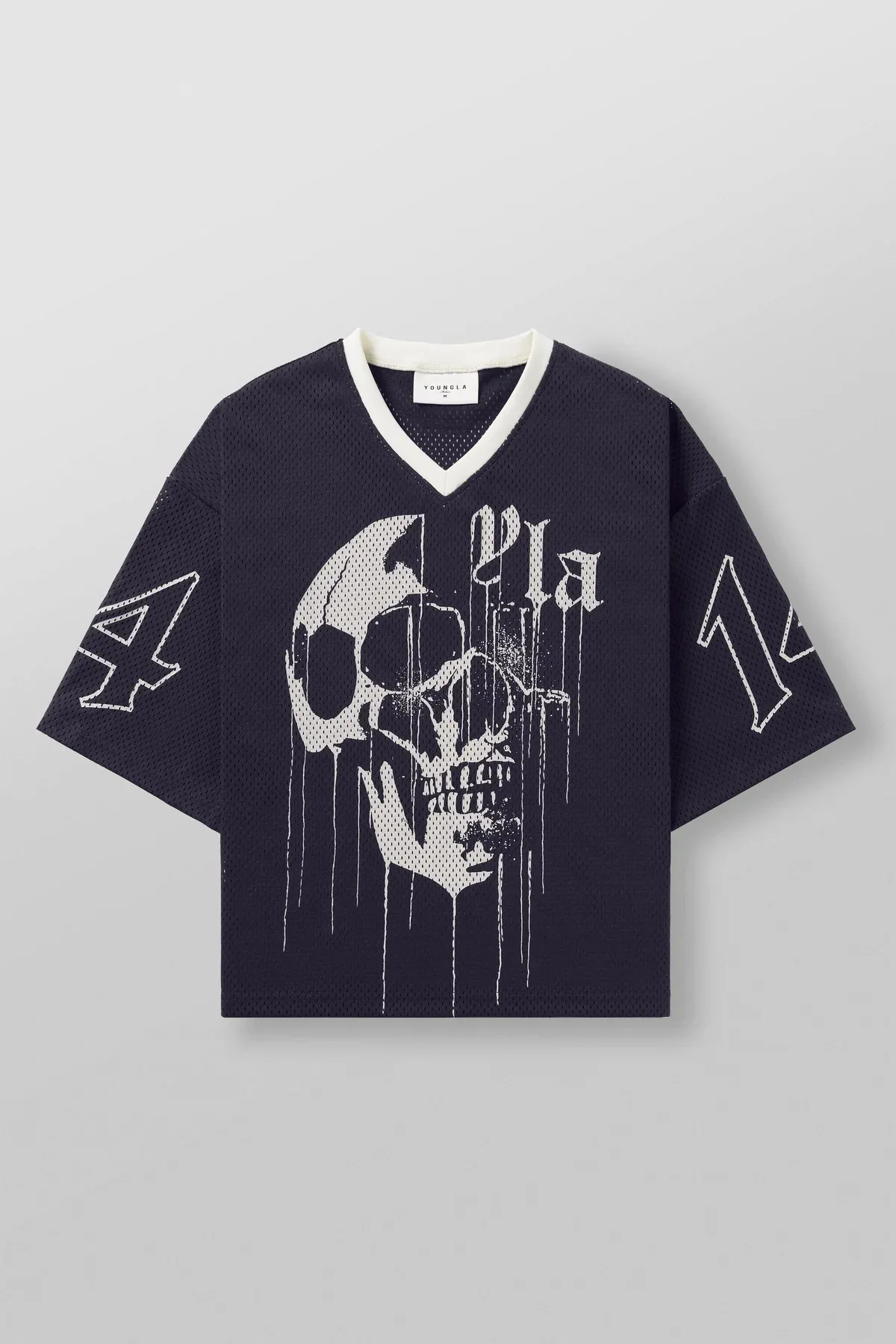 Męski t-shirt sportowy z dekoltem w serek Granatowy