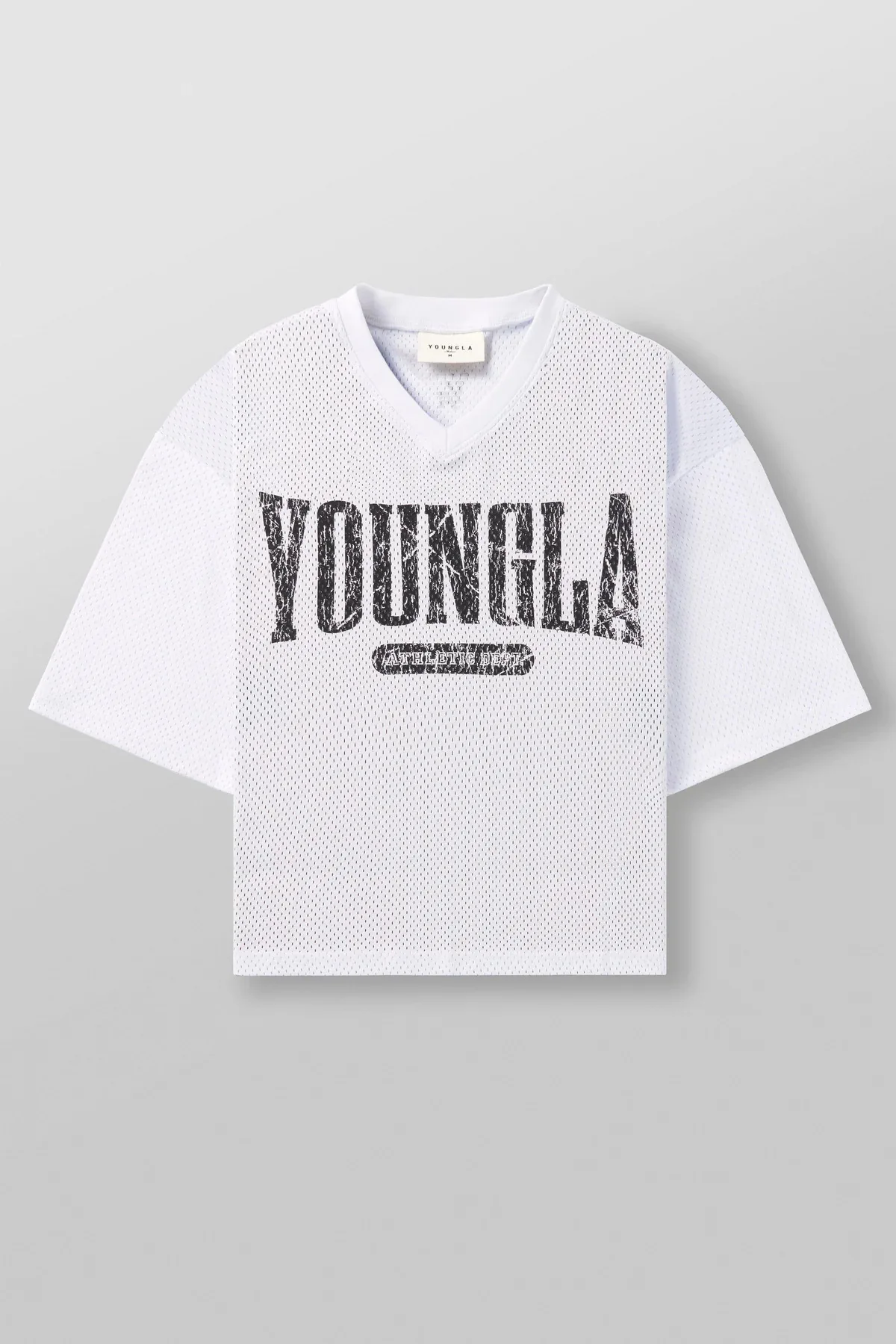 Męski t-shirt sportowy z dekoltem w serek Biały
