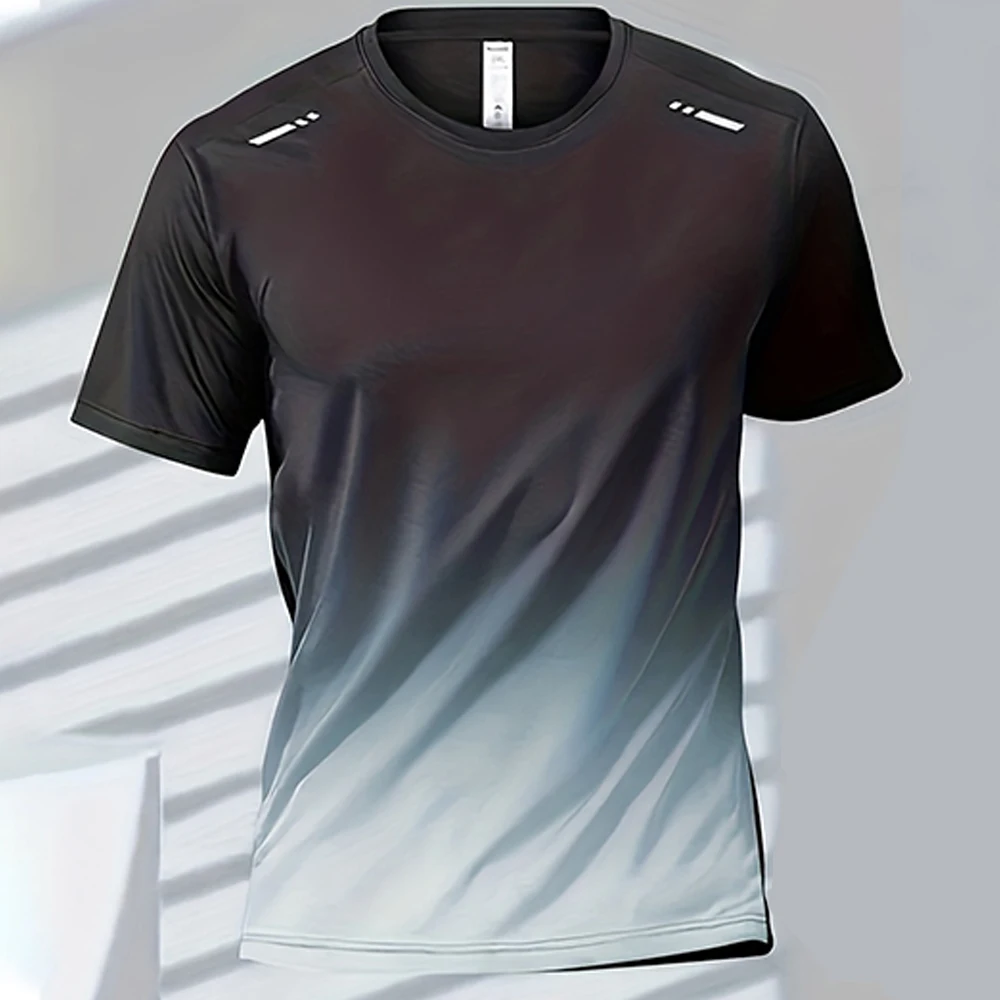 Męski t-shirt sportowy szybkoschnący z gradientem Exzhf2024271c9