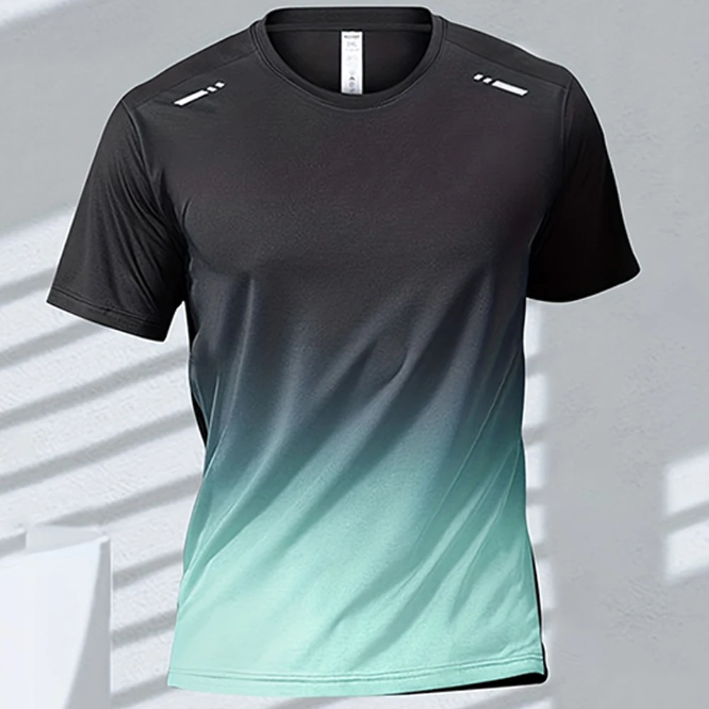 Męski t-shirt sportowy szybkoschnący z gradientem Exzhf2024271ca