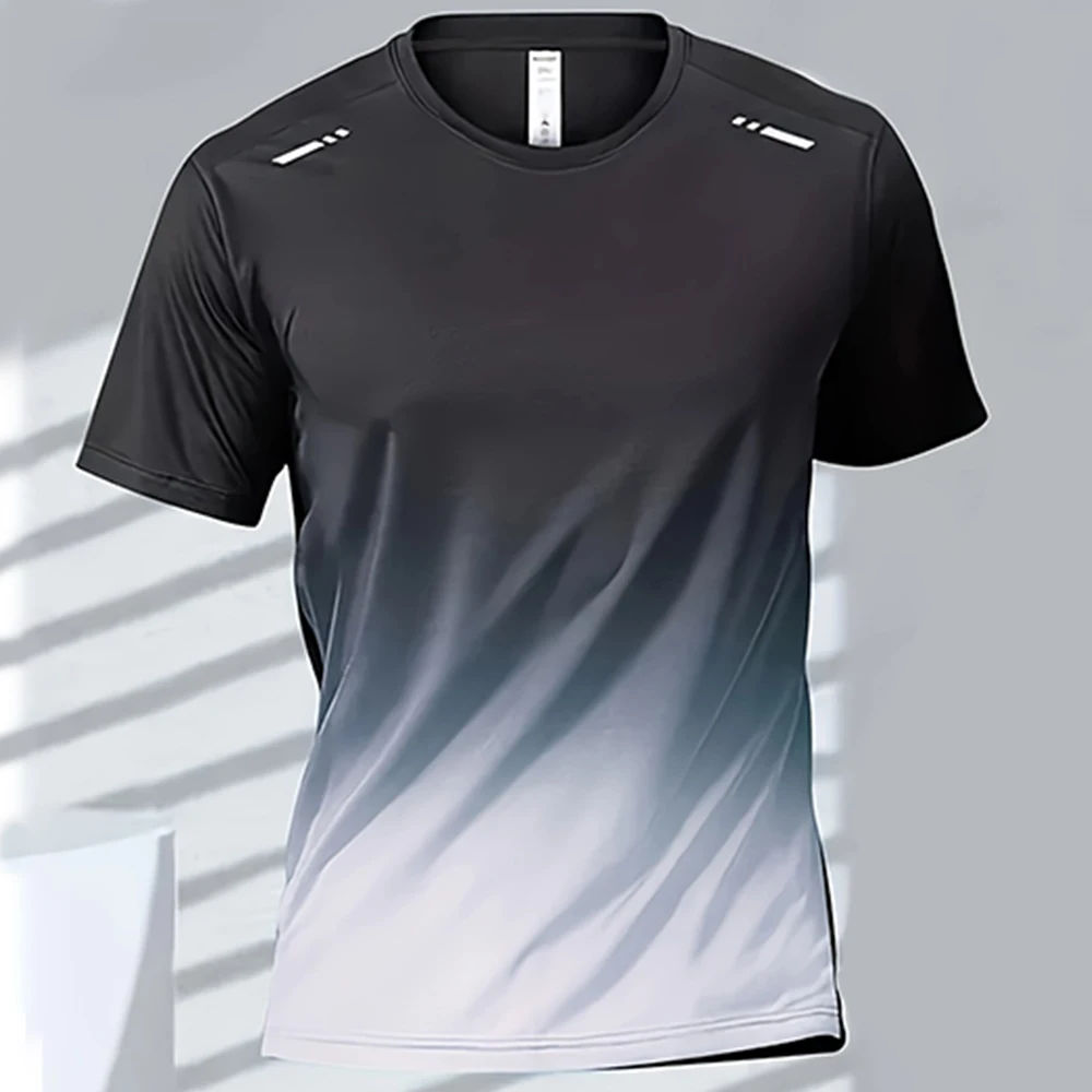 Męski t-shirt sportowy szybkoschnący z gradientem Exzhf2024271cb