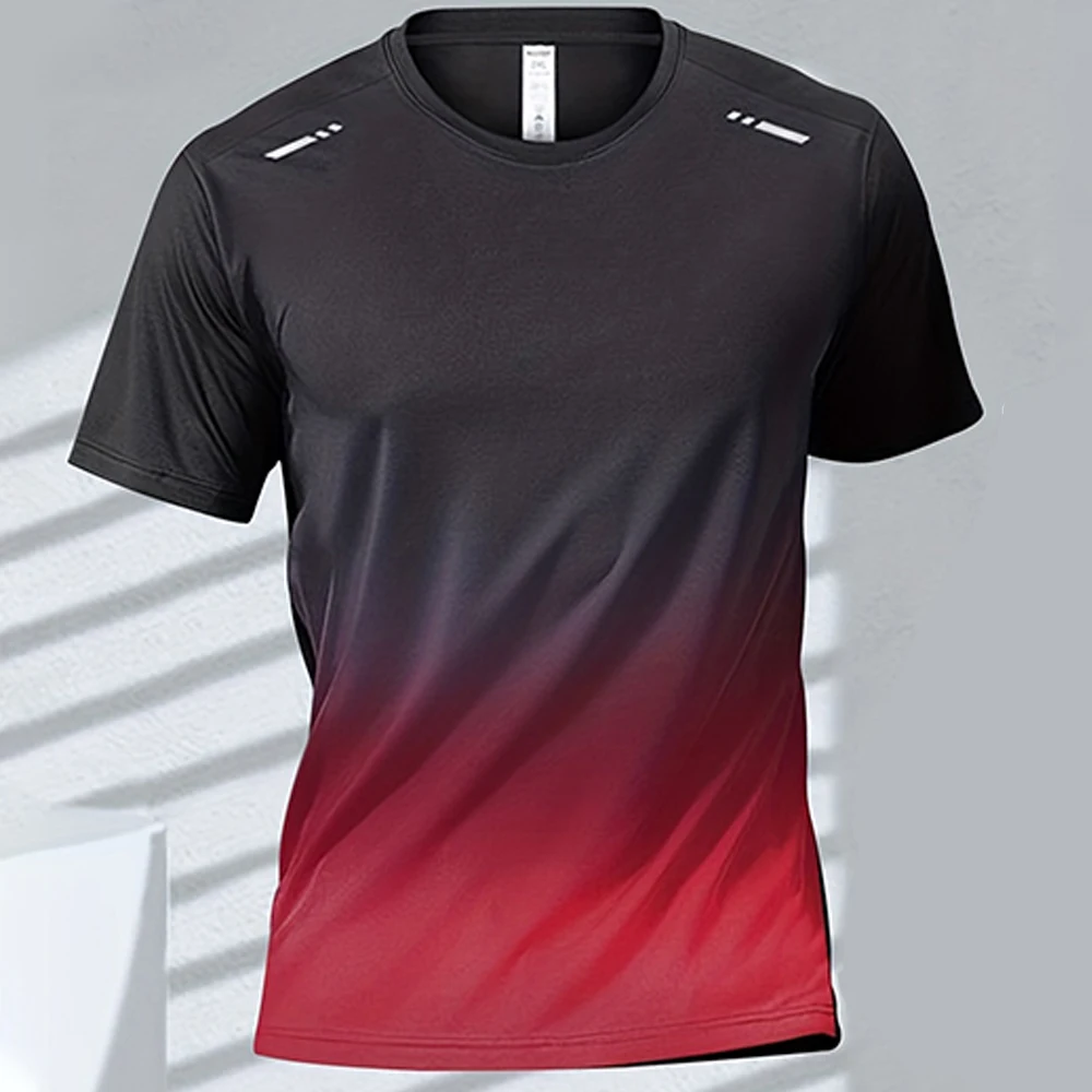 Męski t-shirt sportowy szybkoschnący z gradientem Exzhf2024271cc