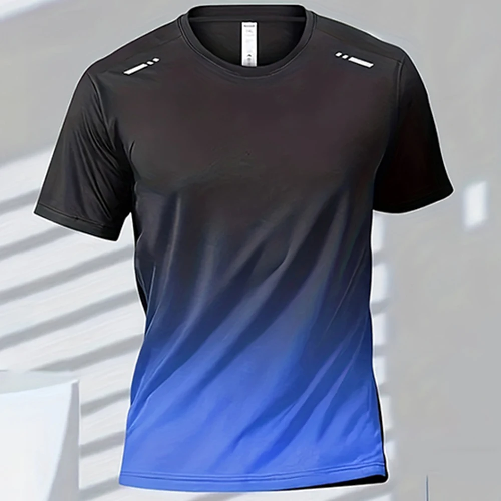 Męski t-shirt sportowy szybkoschnący z gradientem Exzhf2024271cd