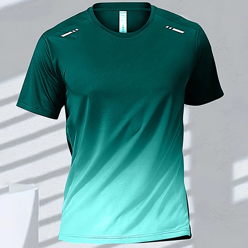 Męski t-shirt sportowy szybkoschnący z gradientem Exzhf2024271cp