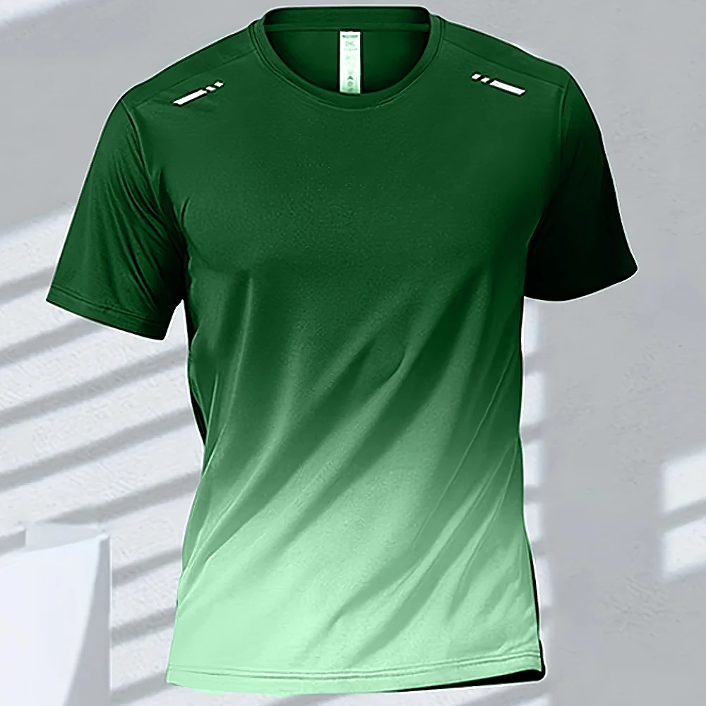 Męski t-shirt sportowy szybkoschnący z gradientem Exzhf2024271cq