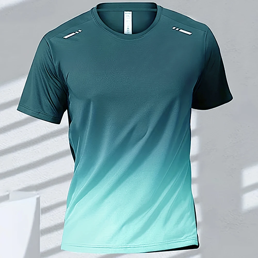 Męski t-shirt sportowy szybkoschnący z gradientem Exzhf2024271cr