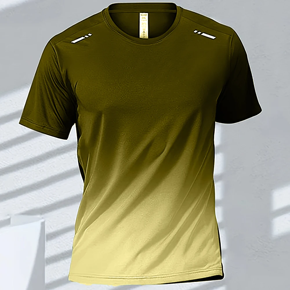 Męski t-shirt sportowy szybkoschnący z gradientem Exzhf2024271cs