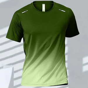 Męski t-shirt sportowy szybkoschnący z gradientem Exzhf2024271ct