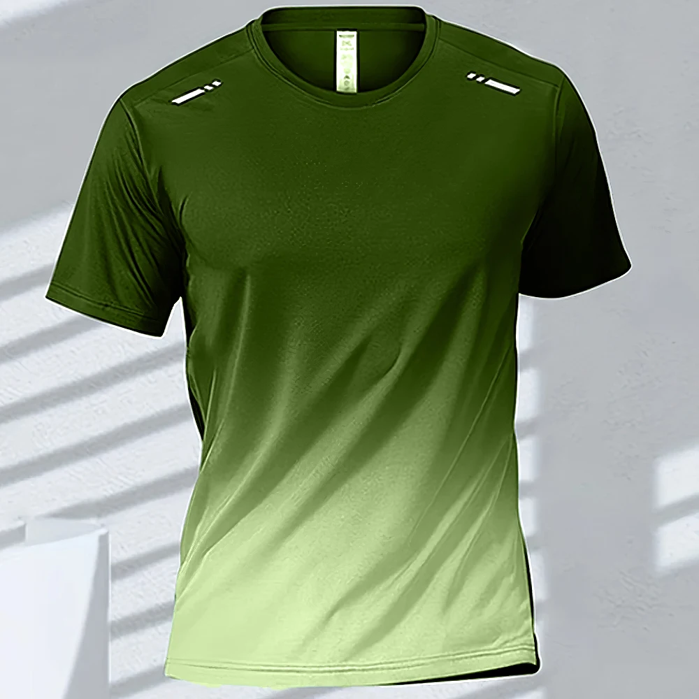Męski t-shirt sportowy szybkoschnący z gradientem Exzhf2024271ct
