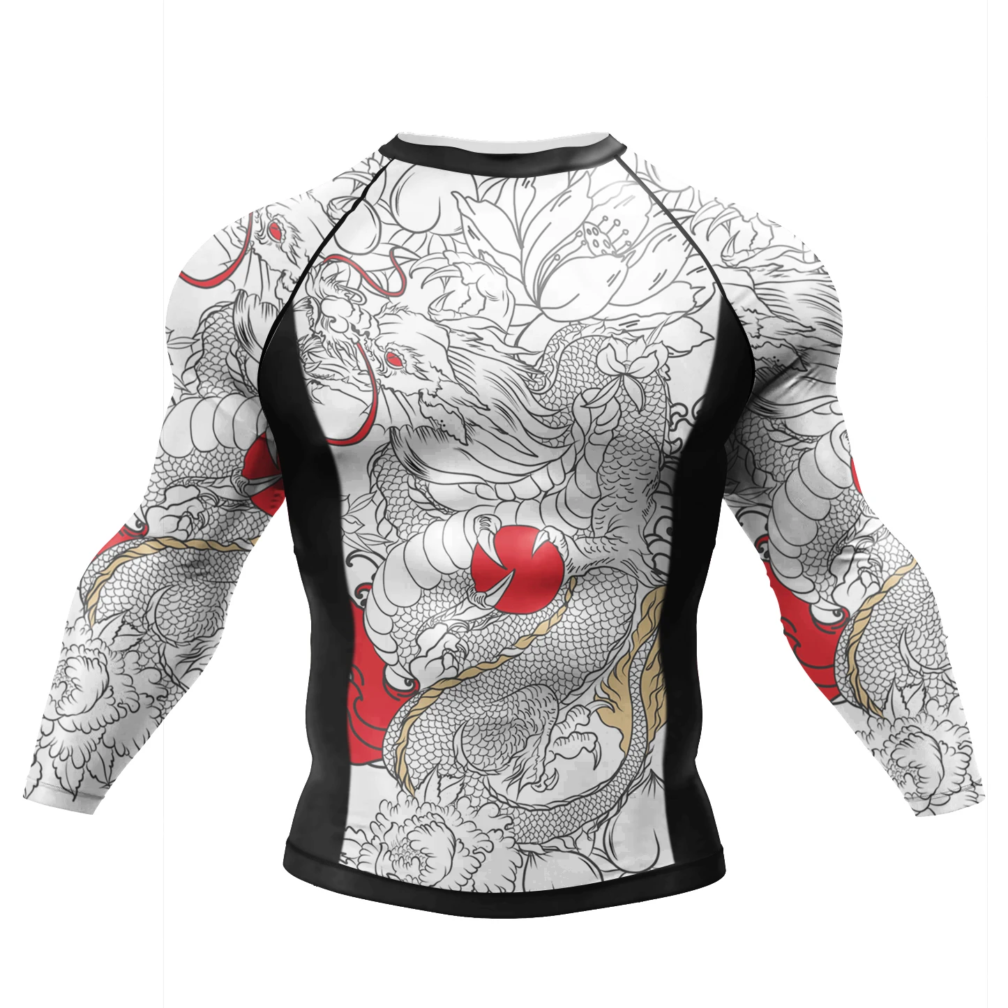 Męski zestaw sportowy do MMA i BJJ rashguard z legginsami i szortami Long sleeve t shirt