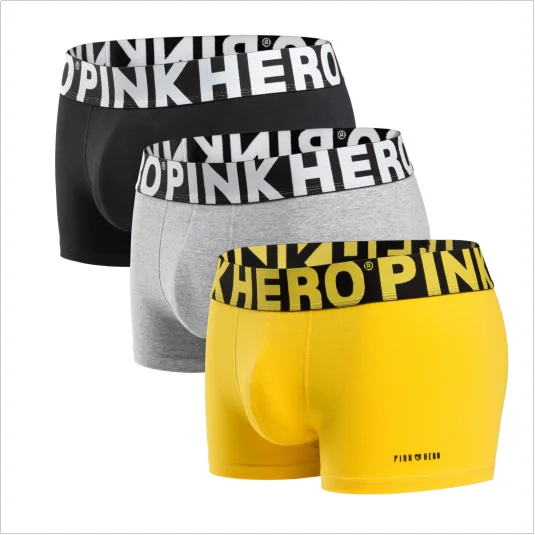 Męskie bawełniane bokserki PINKHERO, zestaw 3 par Huahui hei huang