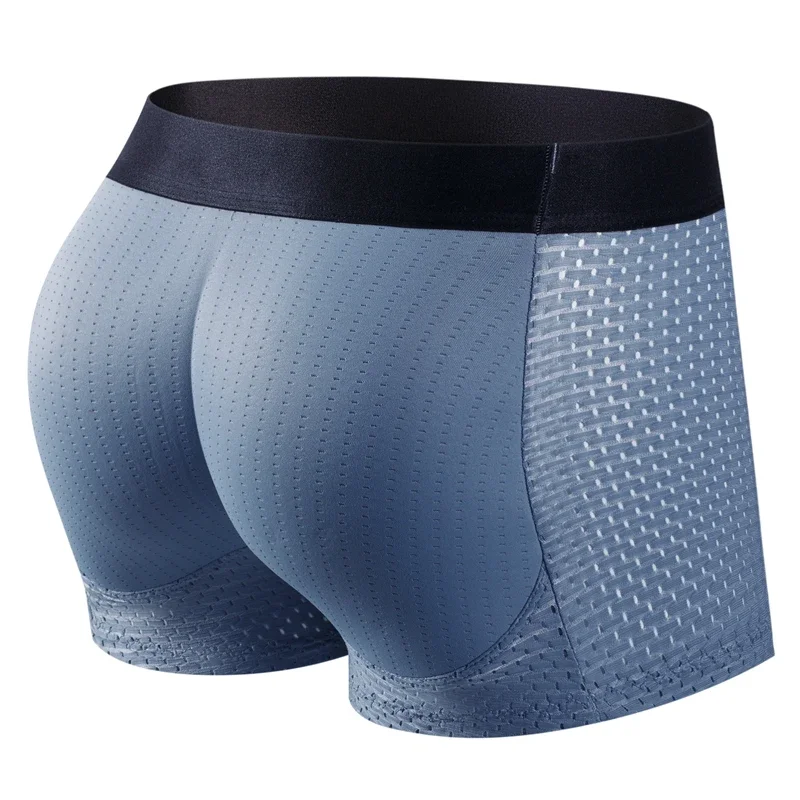 Męskie bokserki push-up z siateczki z wkładkami modelującymi Jm467blue
