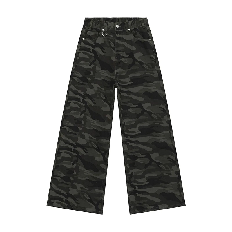 Męskie dżinsy IEFB z szeroką nogawką Camouflage