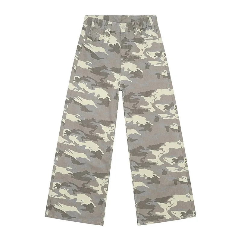 Męskie dżinsy IEFB z szeroką nogawką Light camouflage