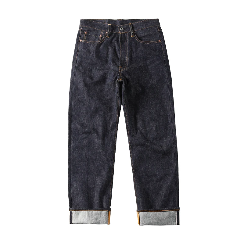 Męskie jeansy selvedge 14 oz, surowy denim z czerwoną nicią 14 uncji nieprzetworzone