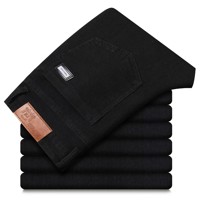 Męskie jeansy slim ze stretchem w streetwearowym stylu Czarny