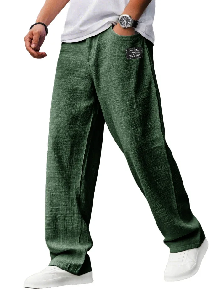 Męskie luźne spodnie joggery w stylu vintage z naszywkami Armygreen