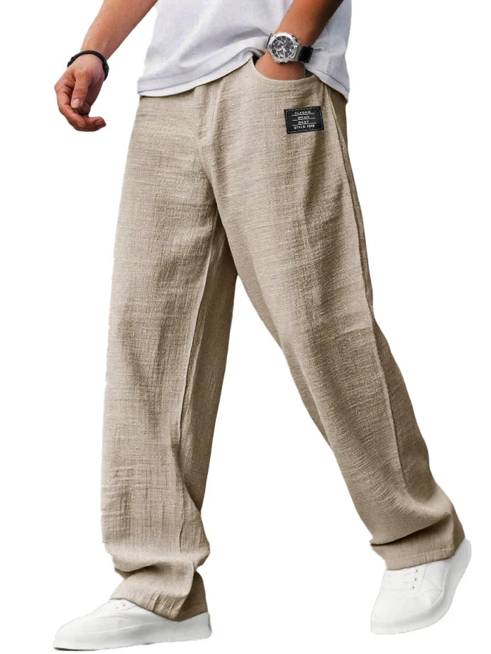 Męskie luźne spodnie joggery w stylu vintage z naszywkami Khaki
