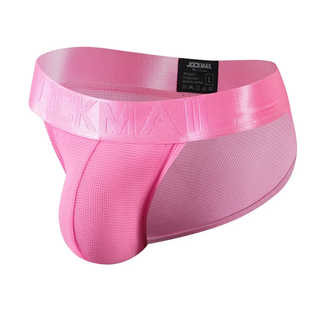 Męskie majtki bikini z oddychającej siatki, szybkoschnące 387pink