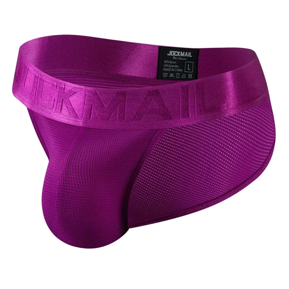 Męskie majtki bikini z oddychającej siatki, szybkoschnące 387purple