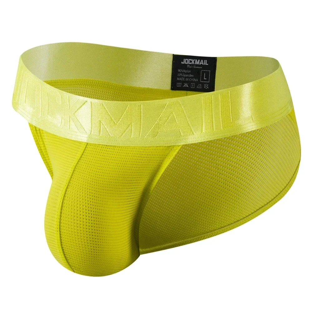 Męskie majtki bikini z oddychającej siatki, szybkoschnące 387yellow